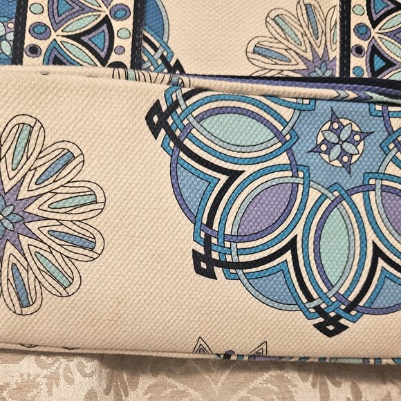 Emilio Pucci blue purple mandala snowflake canvas tote Italy Marilyn Monroe - Picture 3 of 12